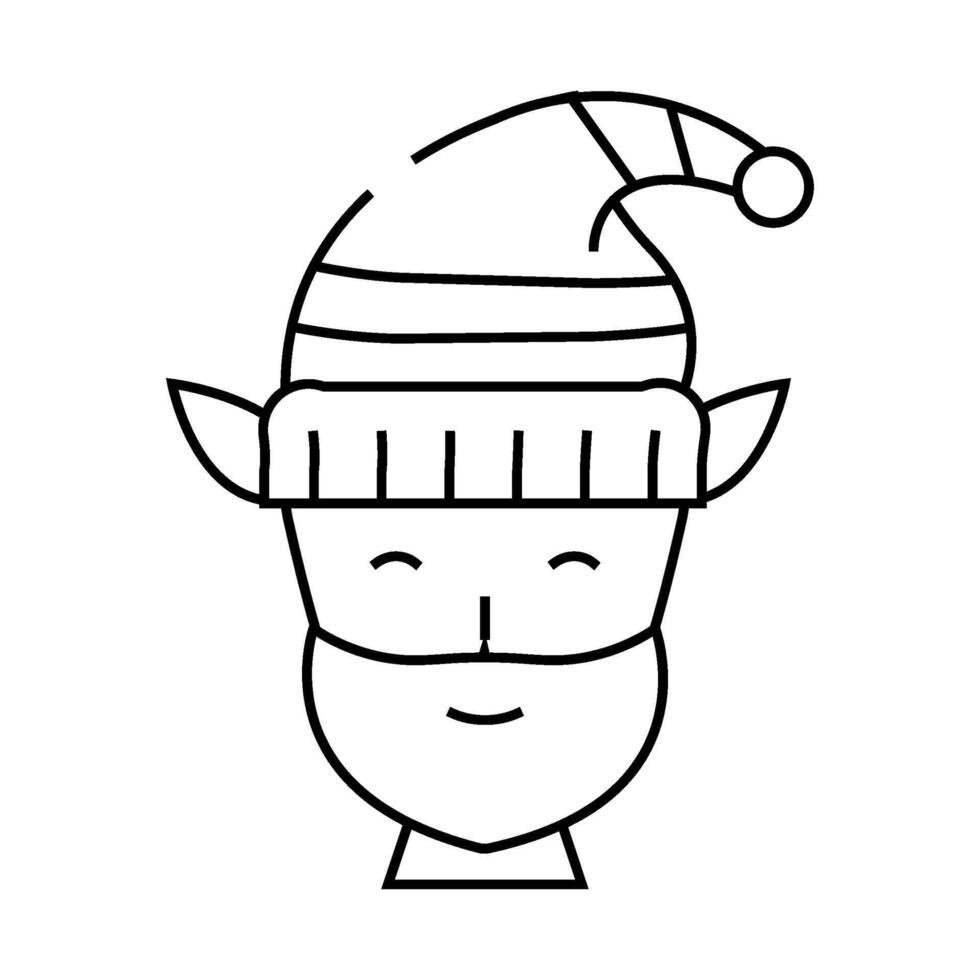head elf cute xmas line icon illustration vector