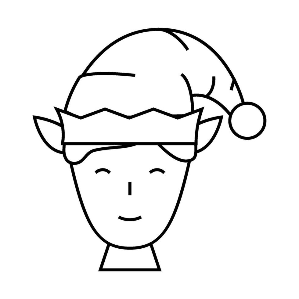 head elf christmas cute line icon illustration vector