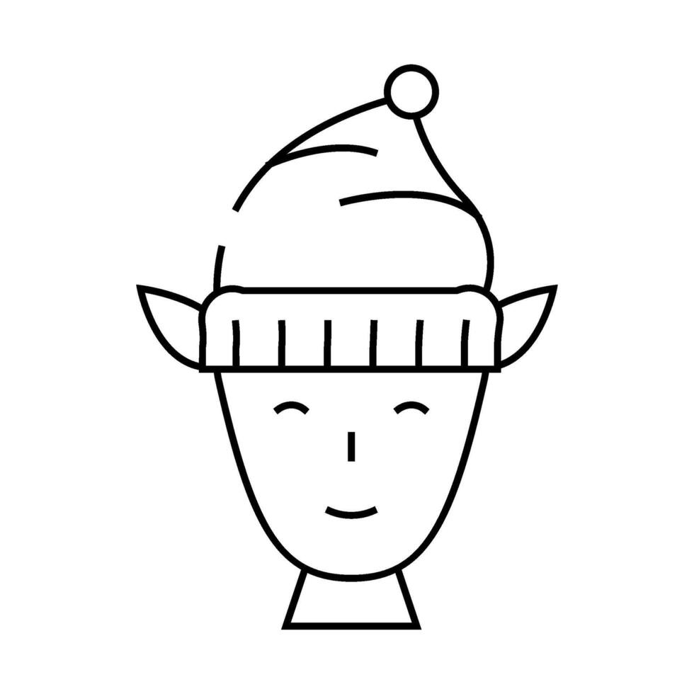 head elf christmas xmas line icon illustration vector