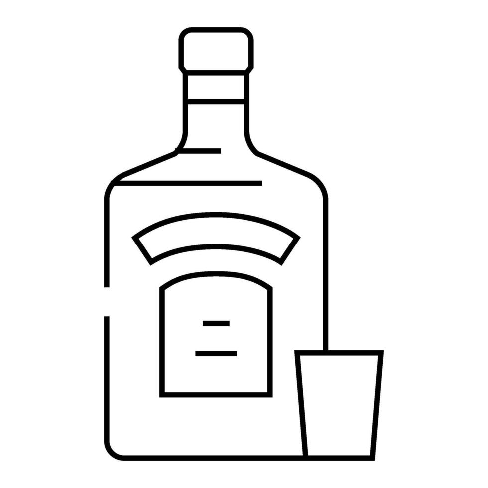 vodka glass bottle line icon illustration vector