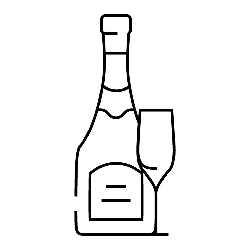 champagne drink bottle line icon illustration vector
