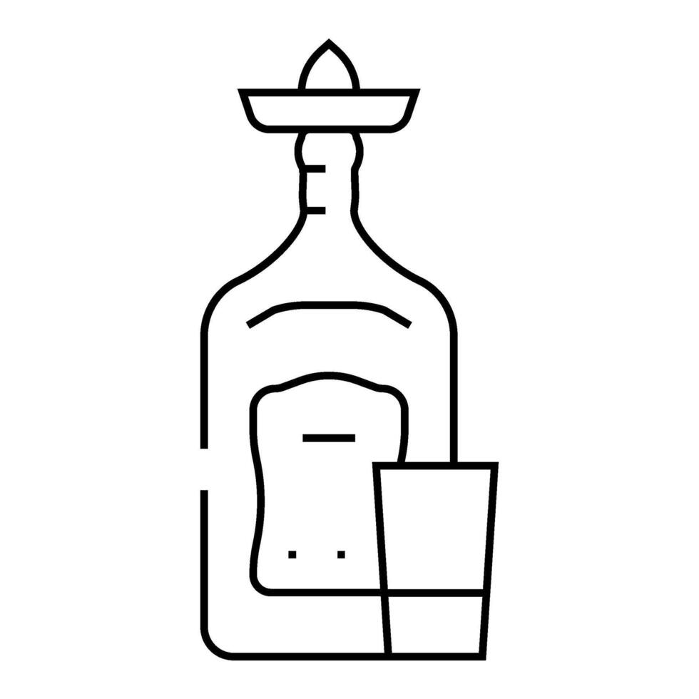 tequila glass bottle line icon illustration vector