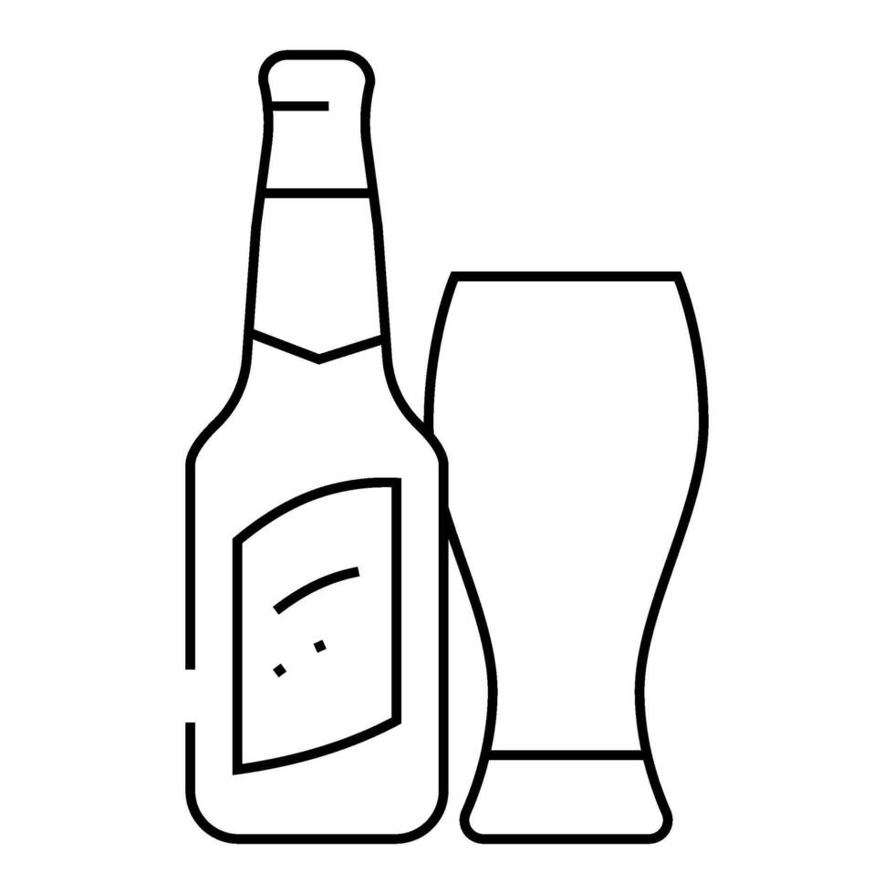 beer glass bottle line icon illustration vector