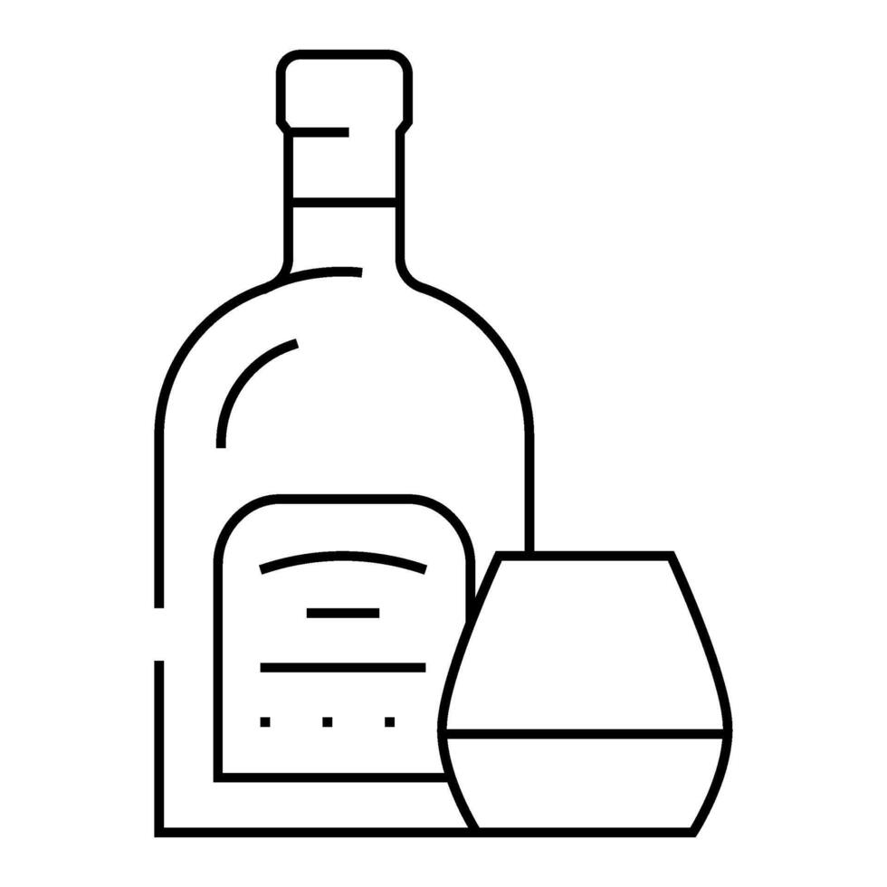 rum glass bottle line icon illustration vector