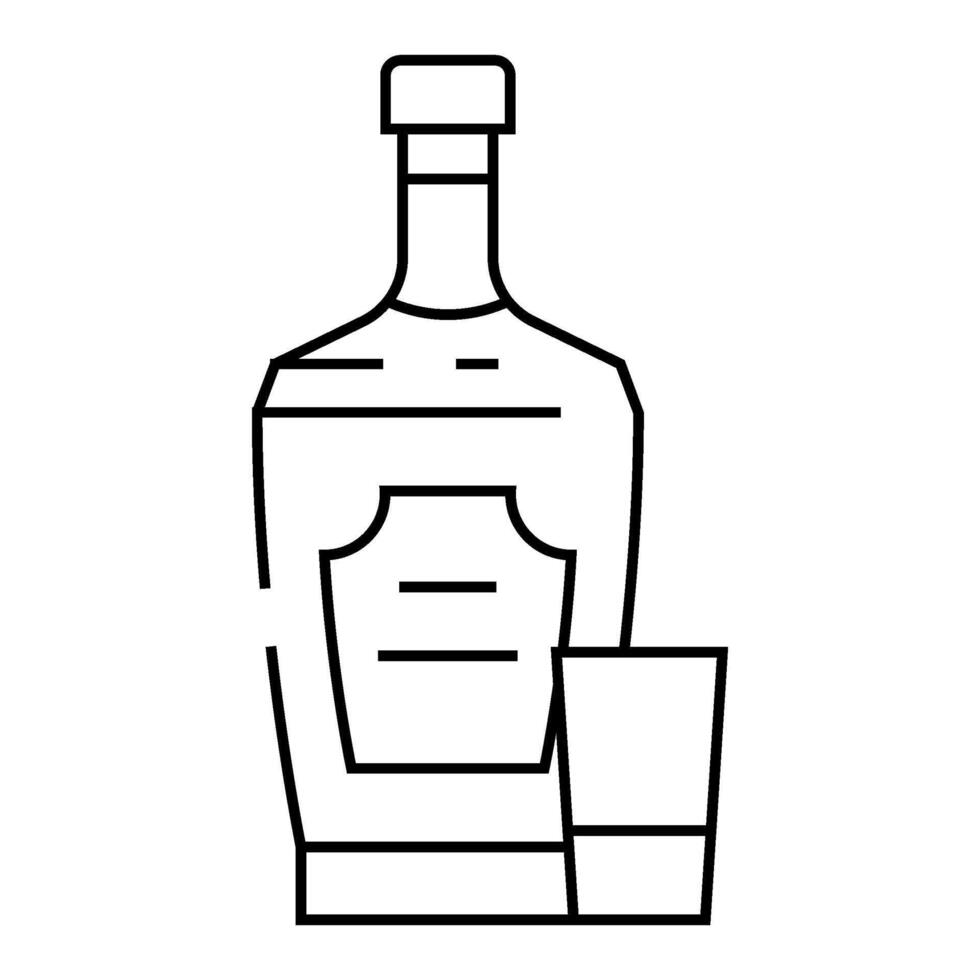 whiskey glass bottle line icon illustration vector