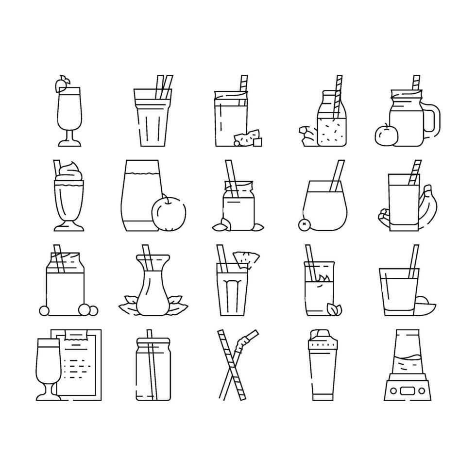 smoothie fruit juice drink icons set vector