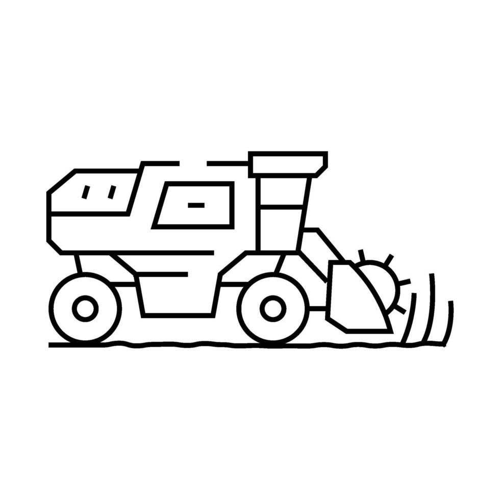 harvester harvesting field wheat line icon illustration vector