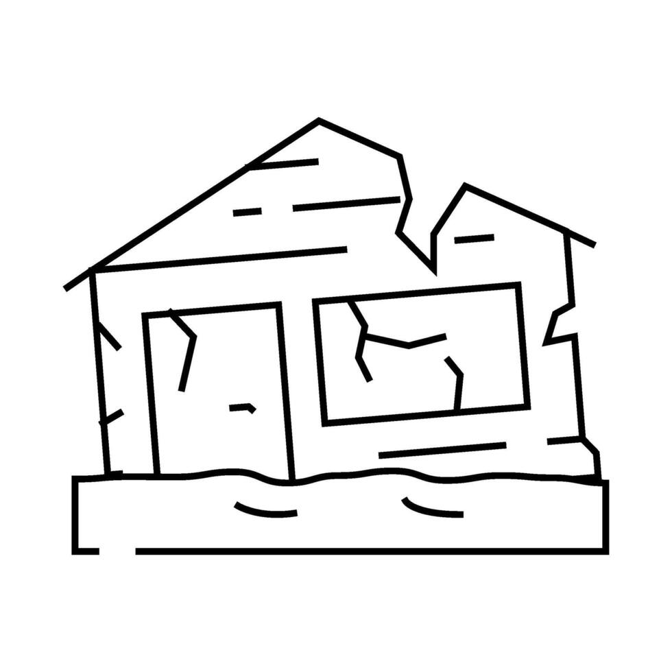 broken house disaster line icon illustration vector