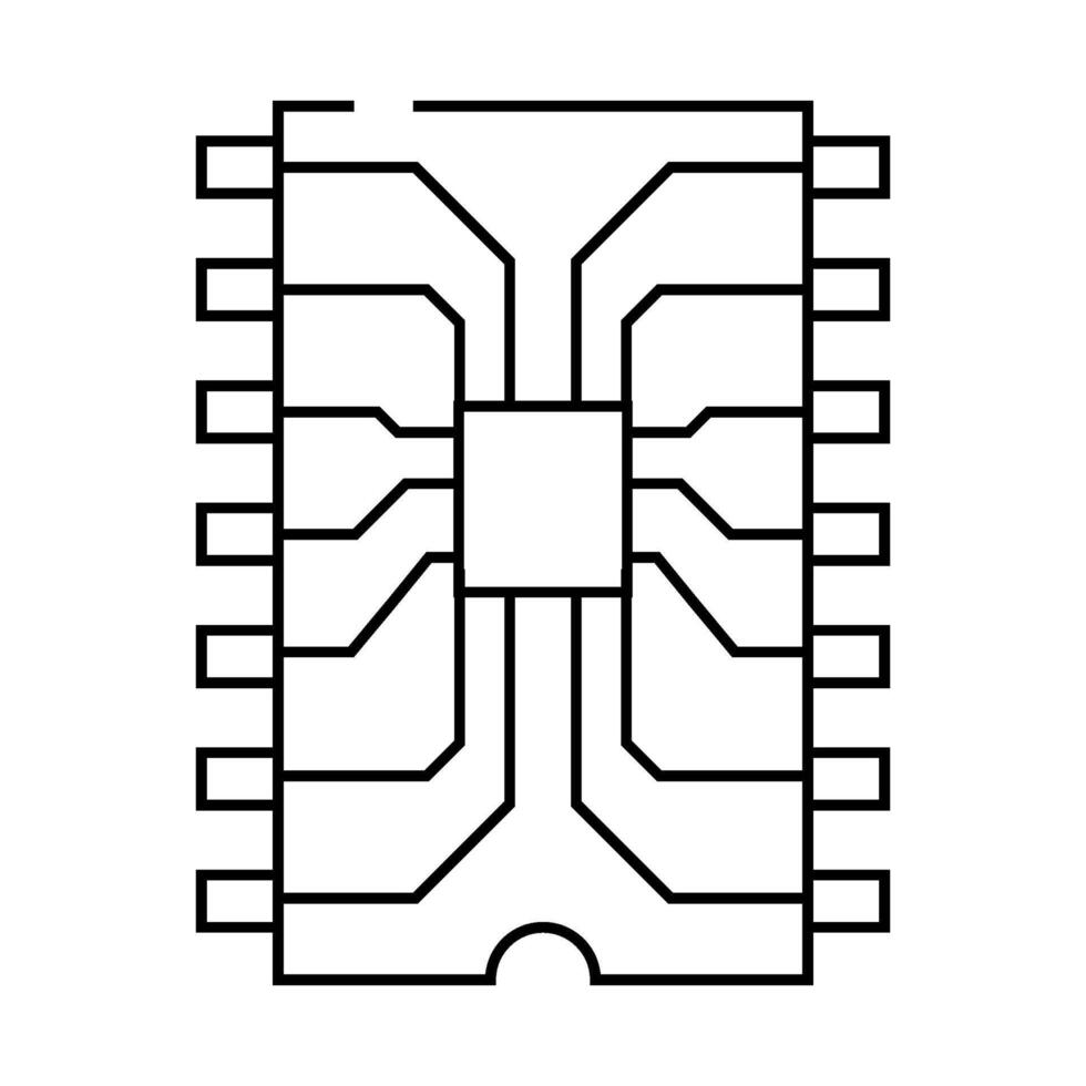 ic chip electronic component line icon illustration vector
