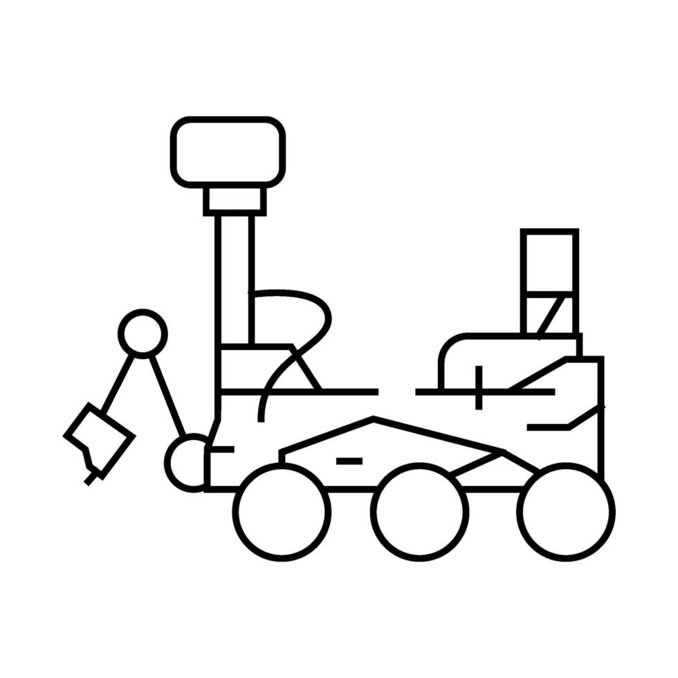mars rover planet line icon illustration vector
