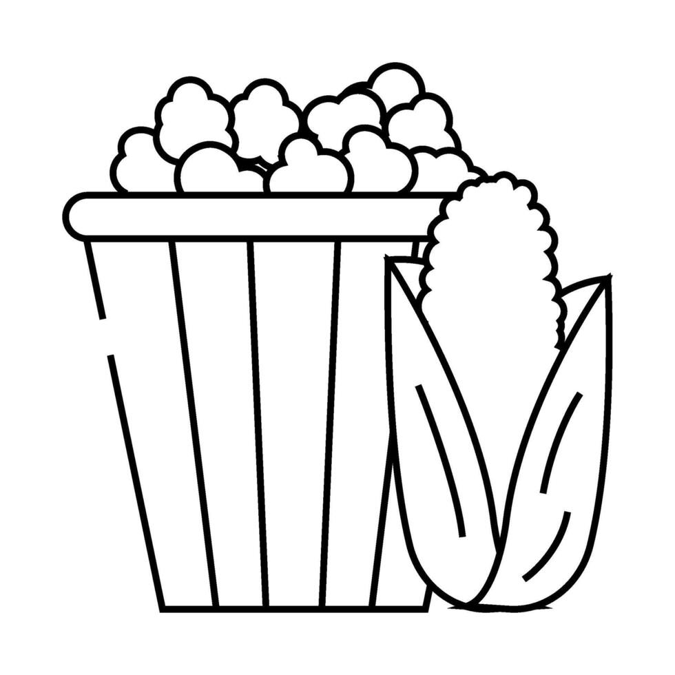 popcorn corn yellow line icon illustration vector