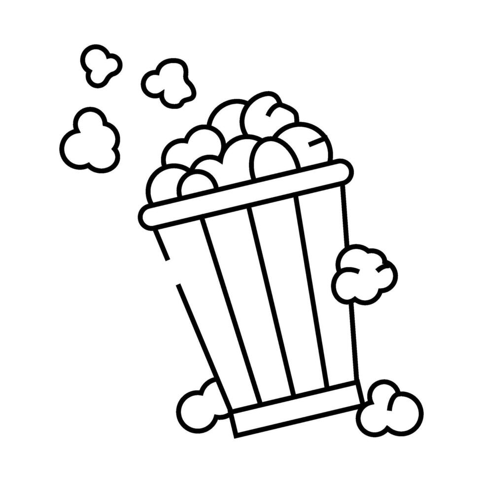 bucket popcorn striped box line icon illustration vector