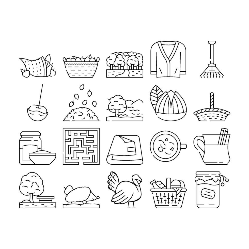 autumn season fall leaf icons set vector