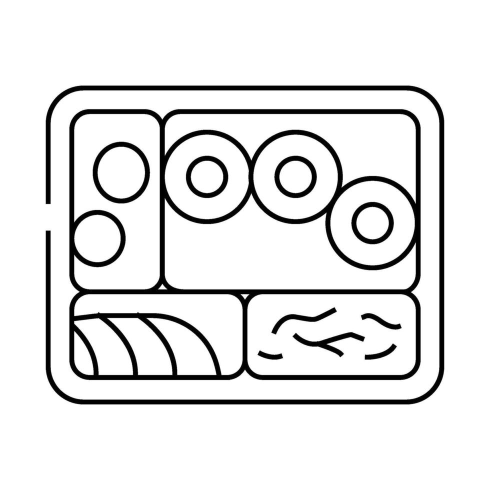 bento box japanese food line icon illustration vector
