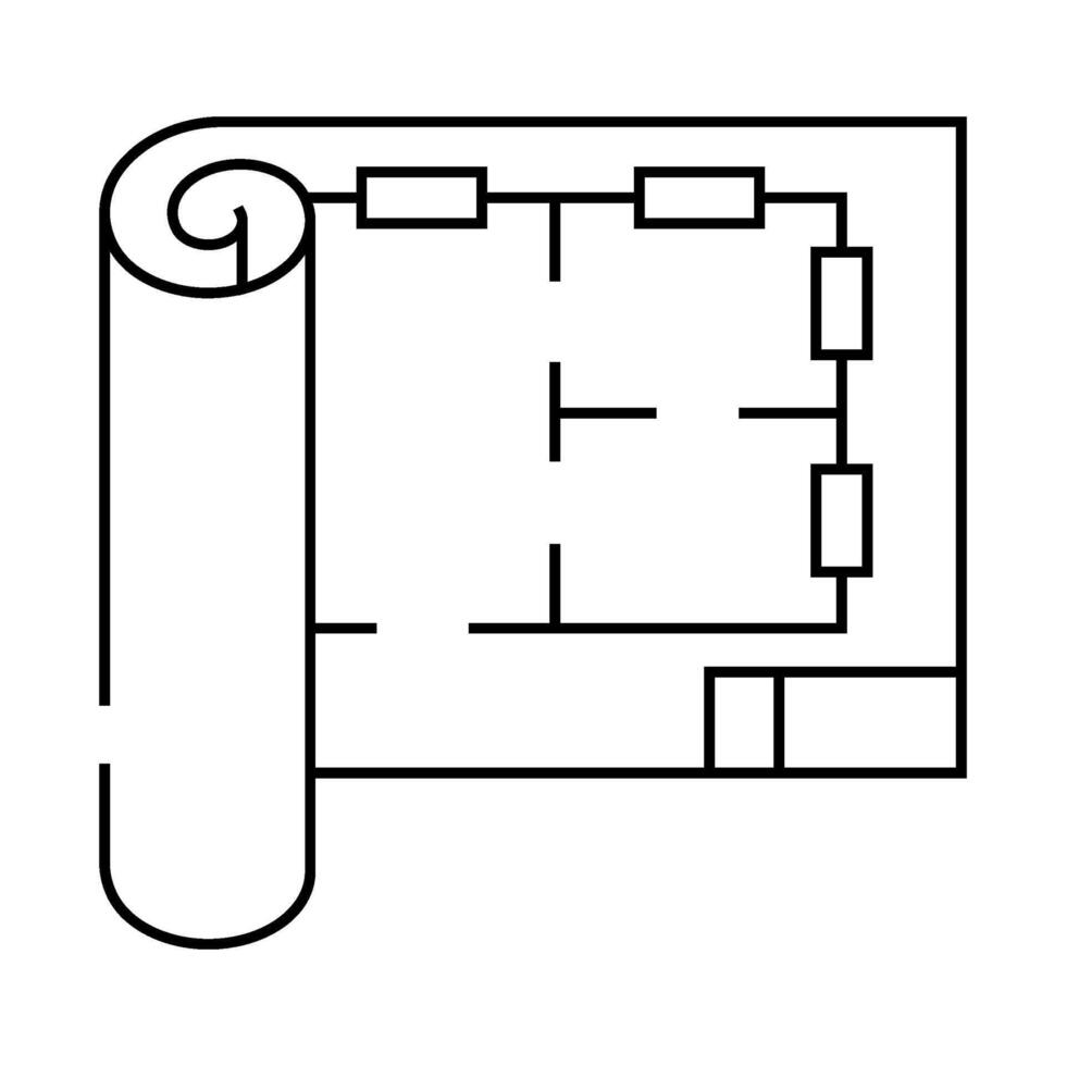 blueprint roll civil engineer line icon illustration vector