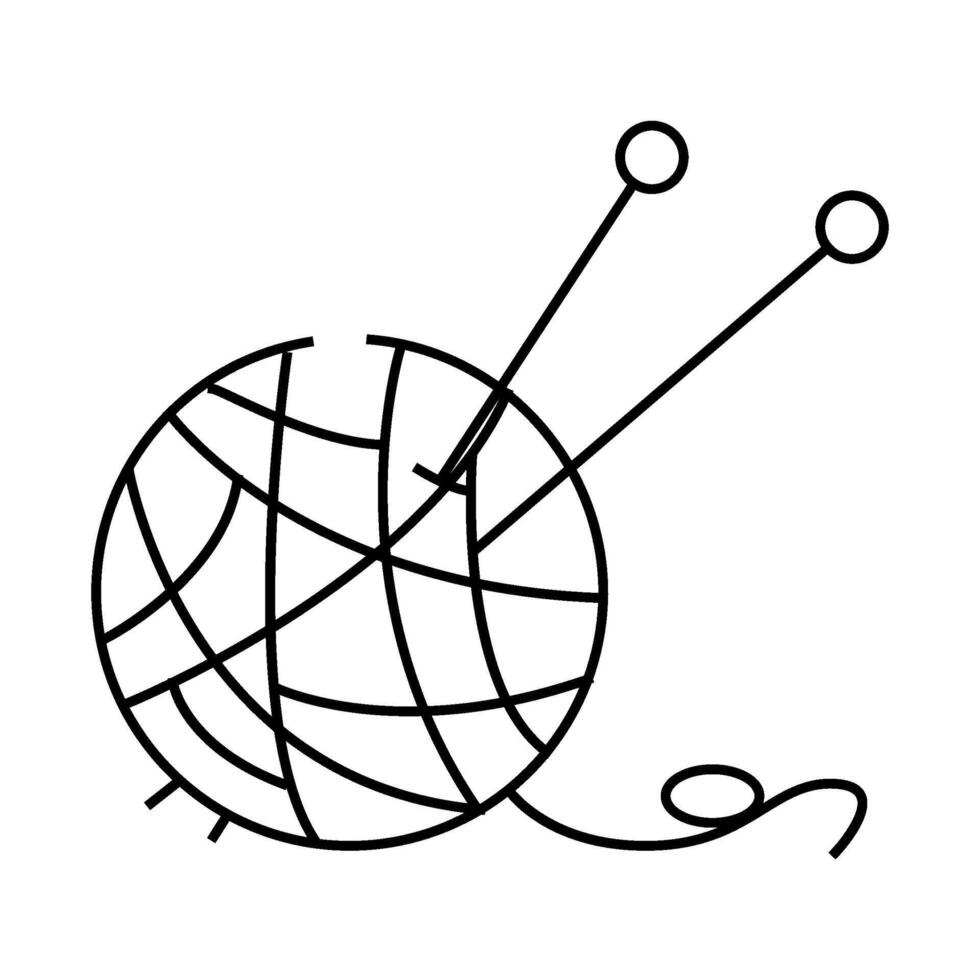 ball yarn knitting wool line icon illustration vector
