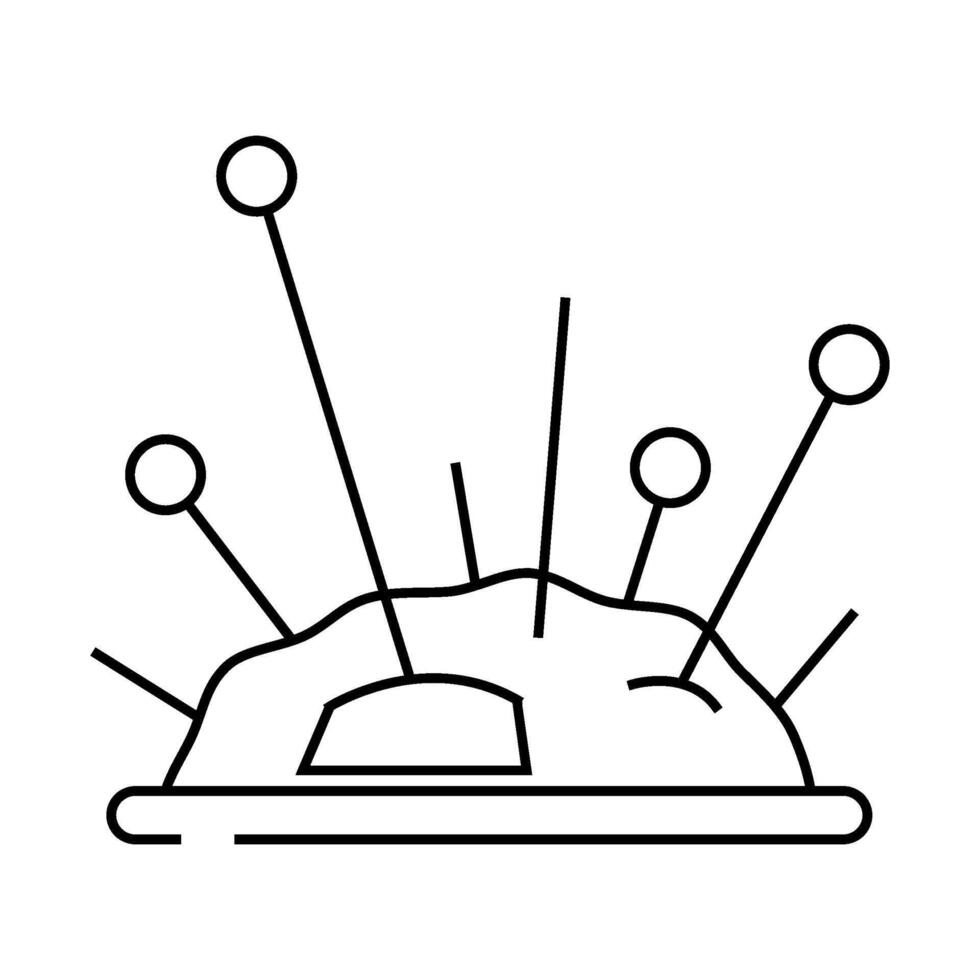 needles knitting wool line icon illustration vector