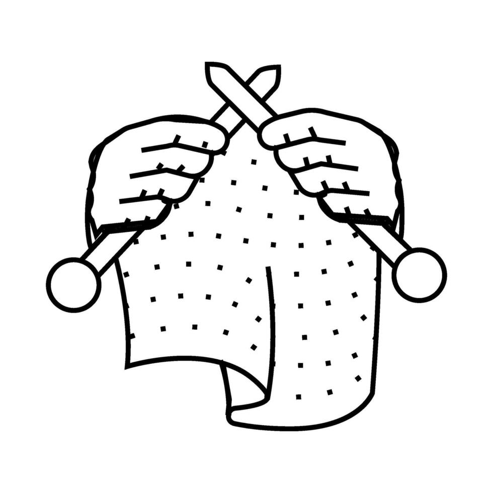 knitting hands knitting wool line icon illustration vector