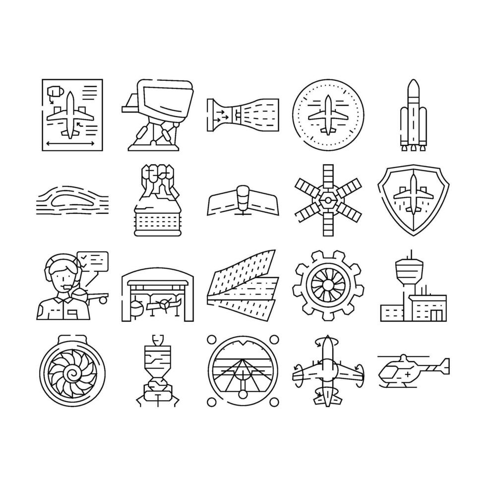 aeronautical engineer aviation icons set vector