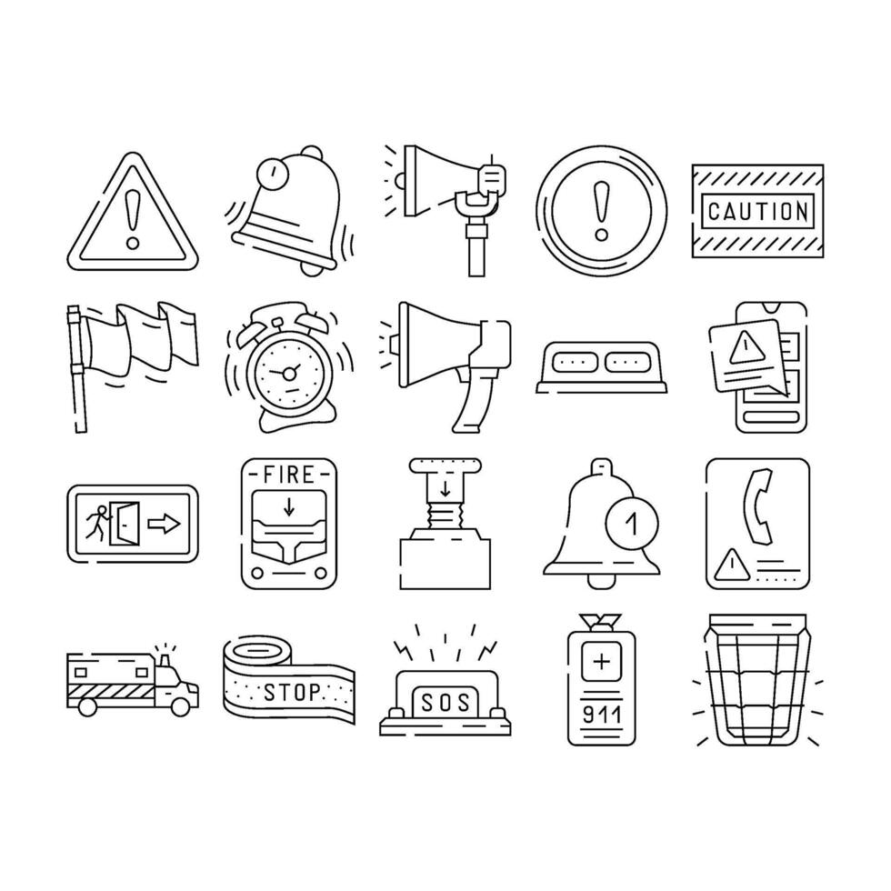 alert caution error danger icons set vector
