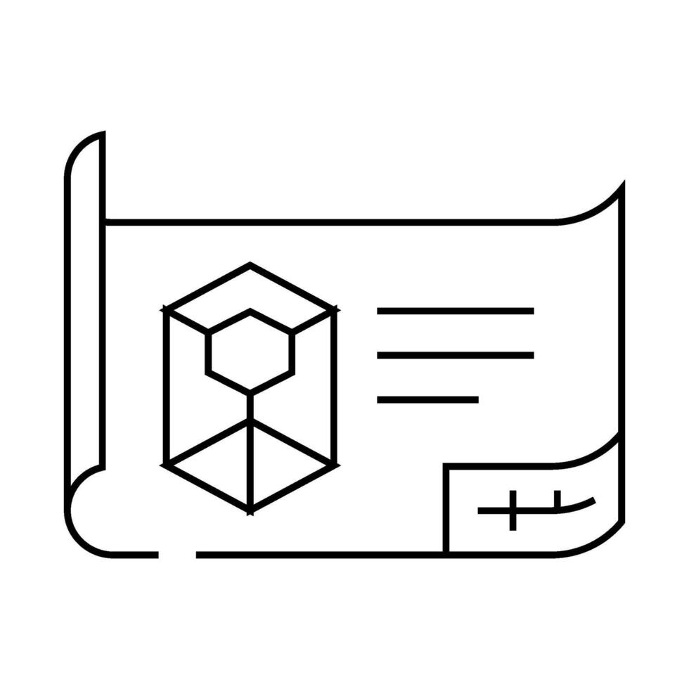 engineering drawing manufacturing engineer line icon illustration vector