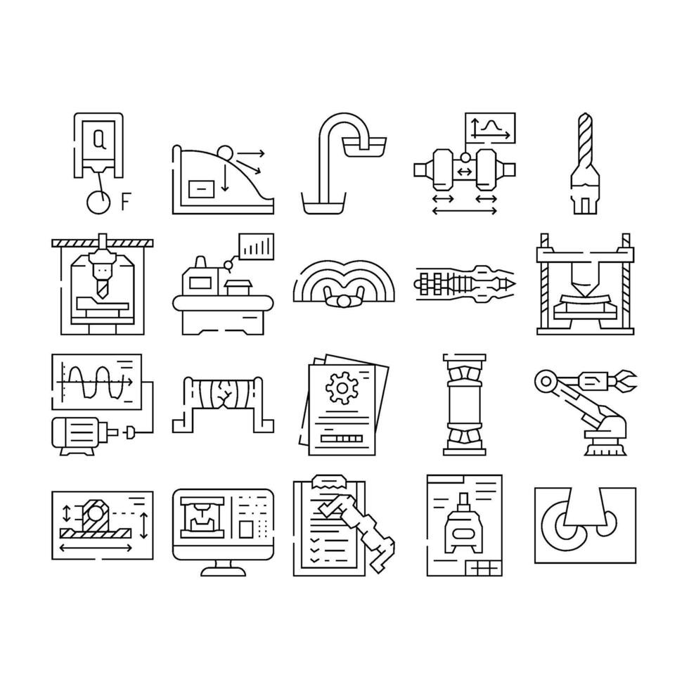 mechanical engineer industry icons set vector