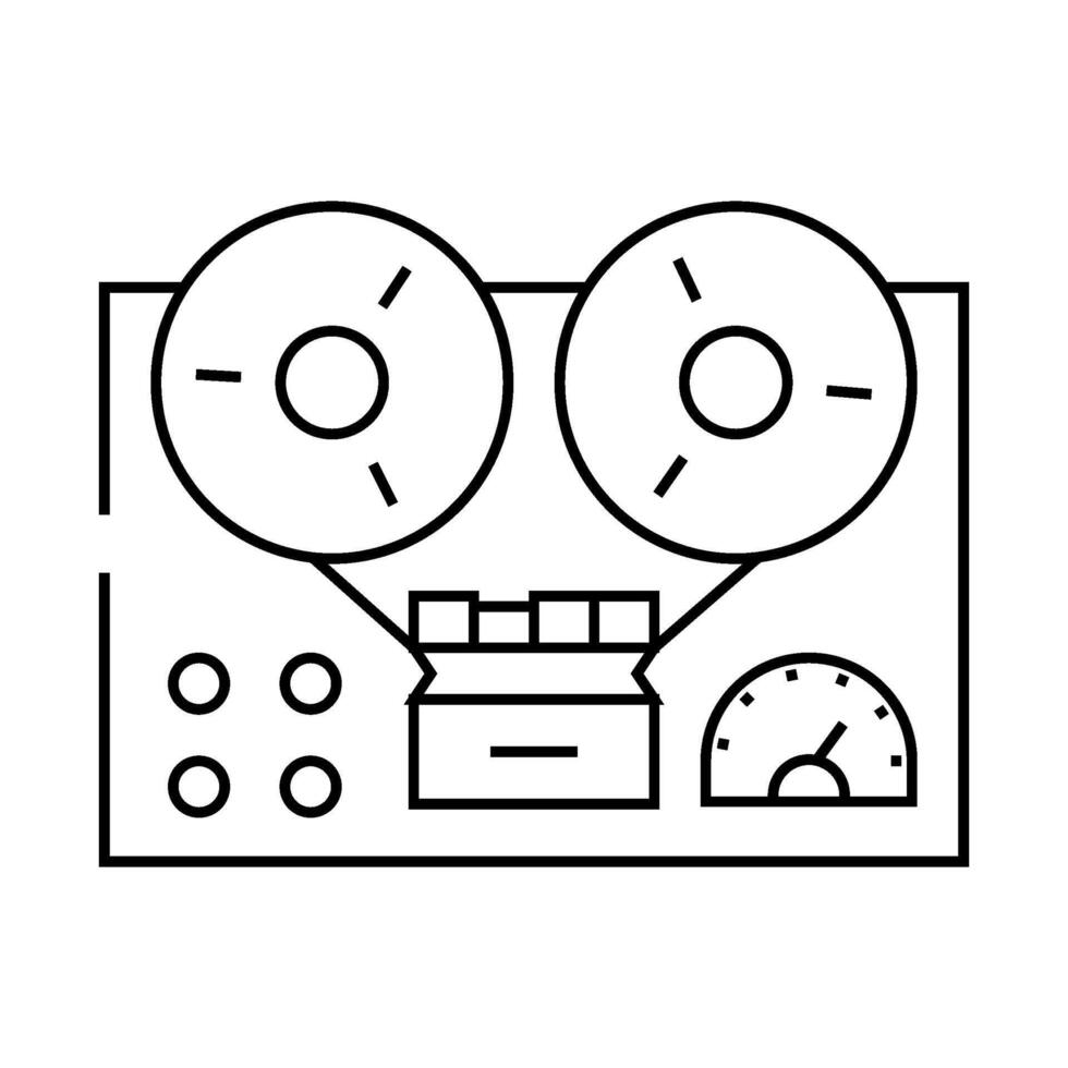 turntable tape retro music line icon illustration vector