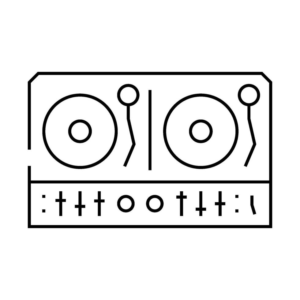 retro dj turntable retro music line icon illustration vector