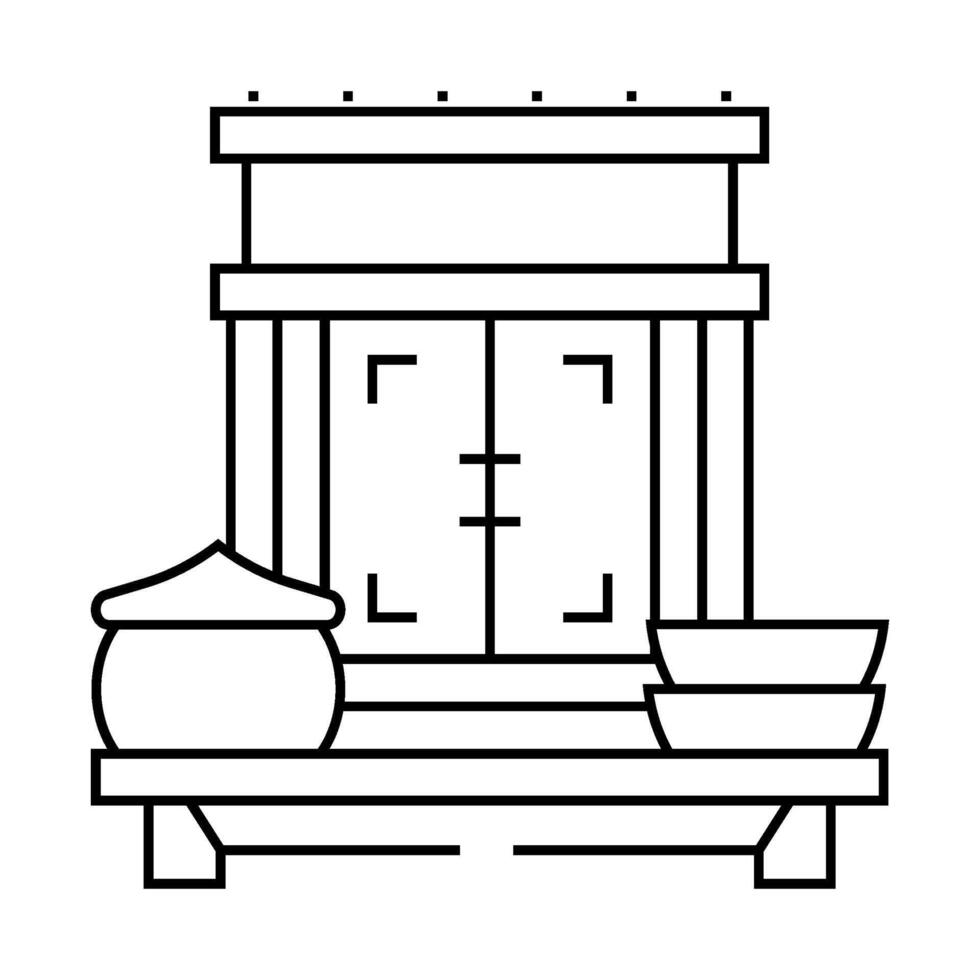kamidana household shrine shintoism line icon illustration vector