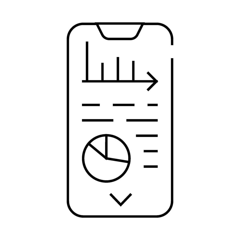 data analysis mobile app line icon illustration vector