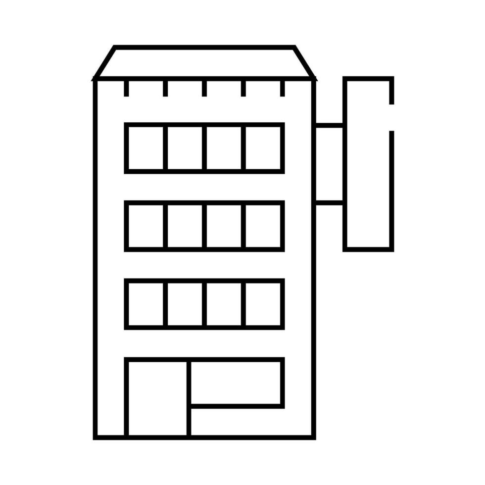 hotel building line icon black illustration vector