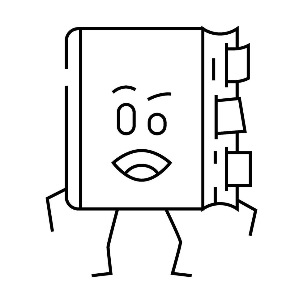 flat happy book character line icon illustration vector