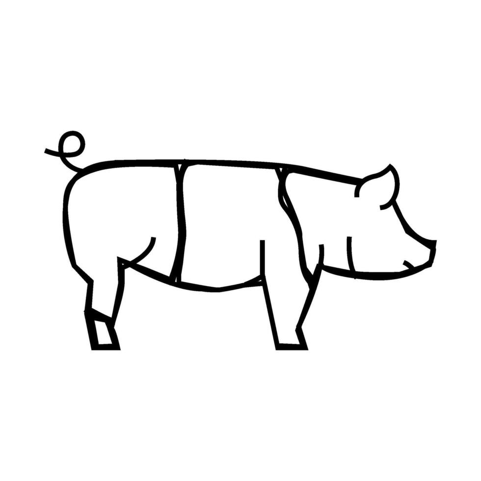 hampshire pig breed line icon illustration vector