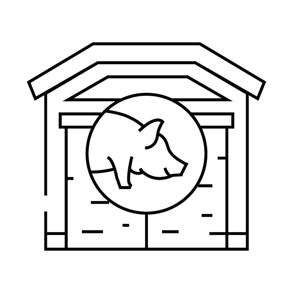 pig farm line icon illustration vector