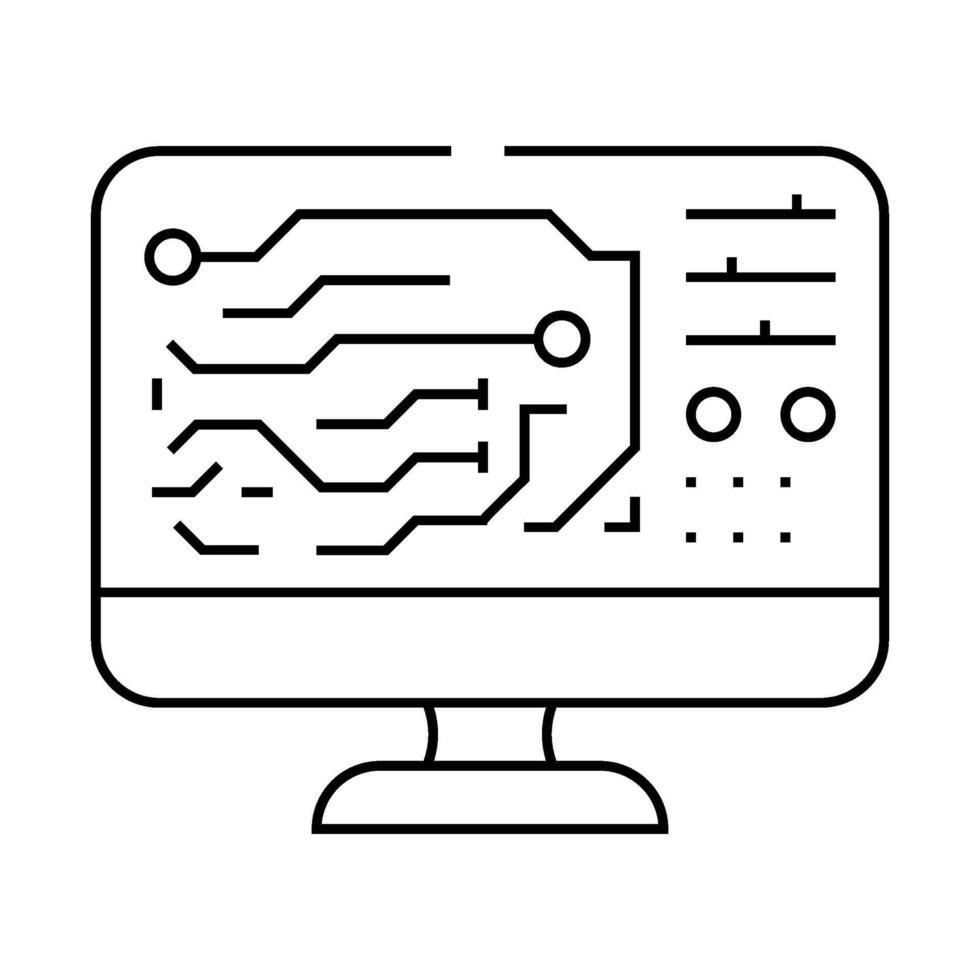 printed circuit design electronics line icon illustration vector