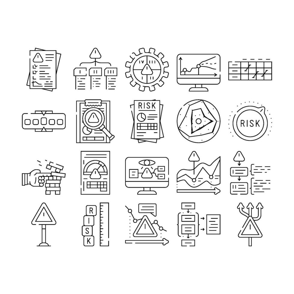 risk analyst business icons set vector