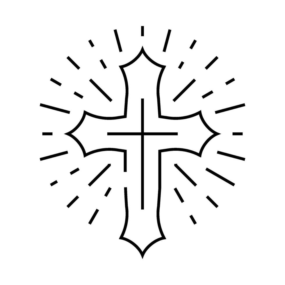 cross tattoo art vintage line icon illustration vector