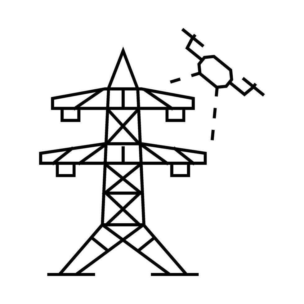 power line inspection drone line icon illustration vector