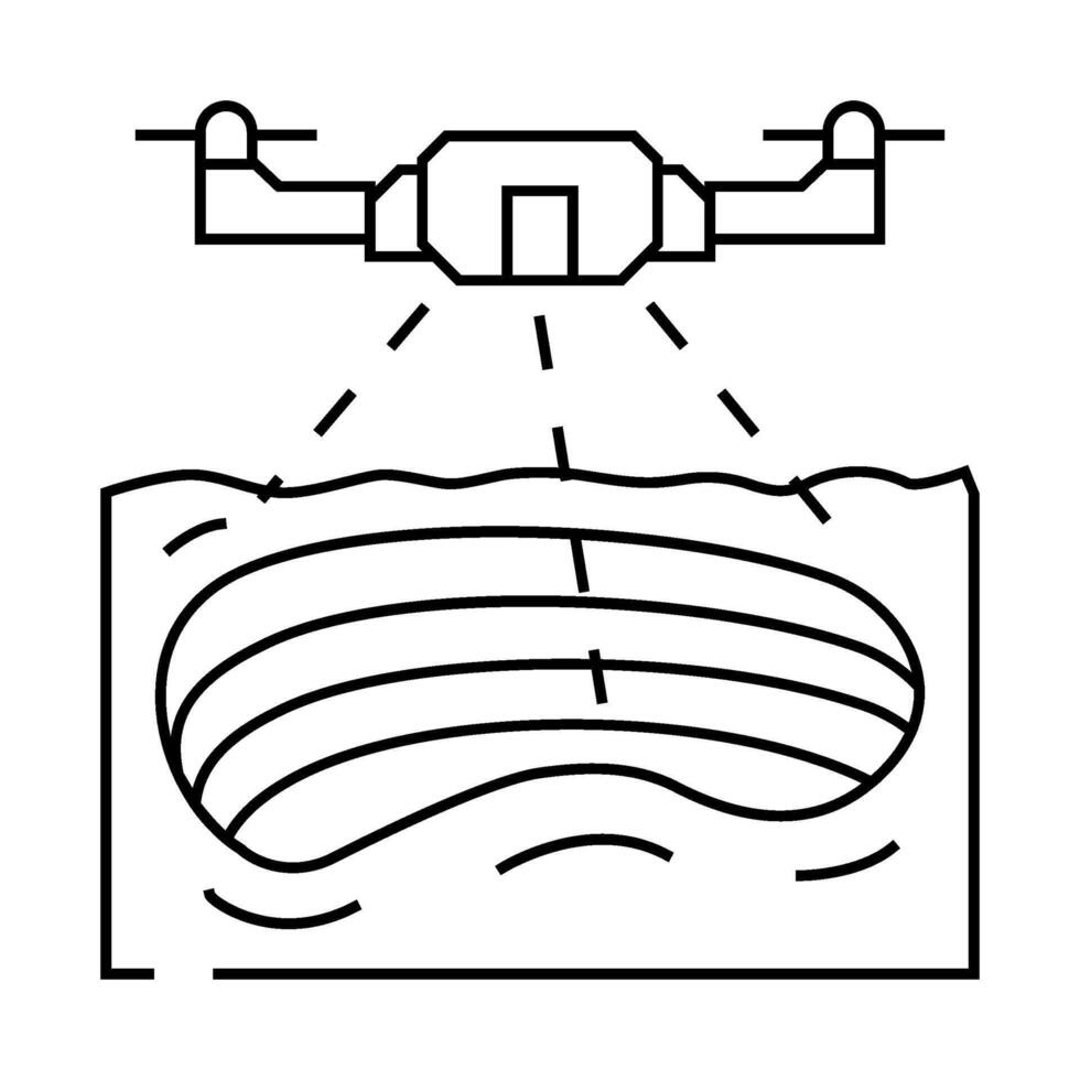 mining operations drone line icon illustration vector