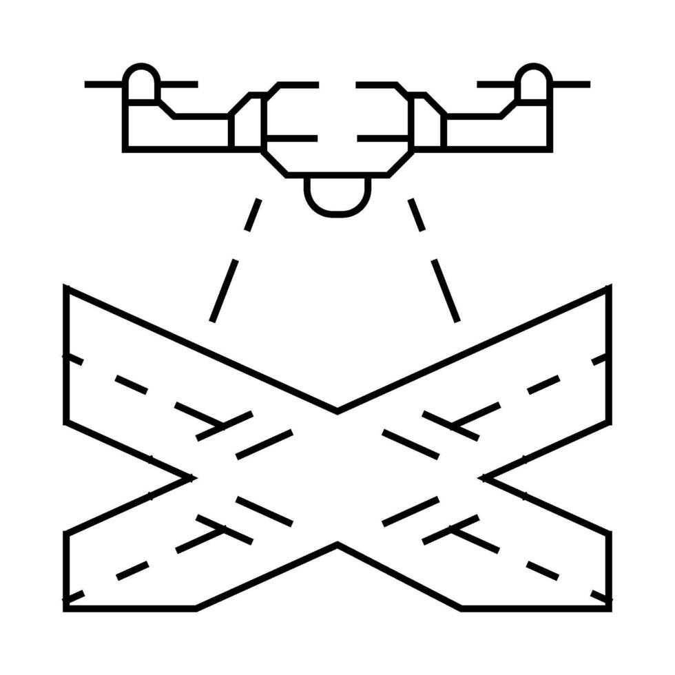 traffic monitoring drone line icon illustration vector