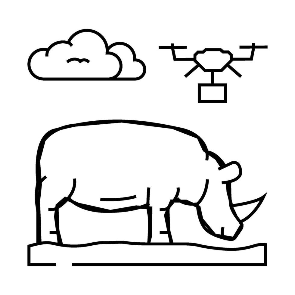 wildlife conservation drone line icon illustration vector