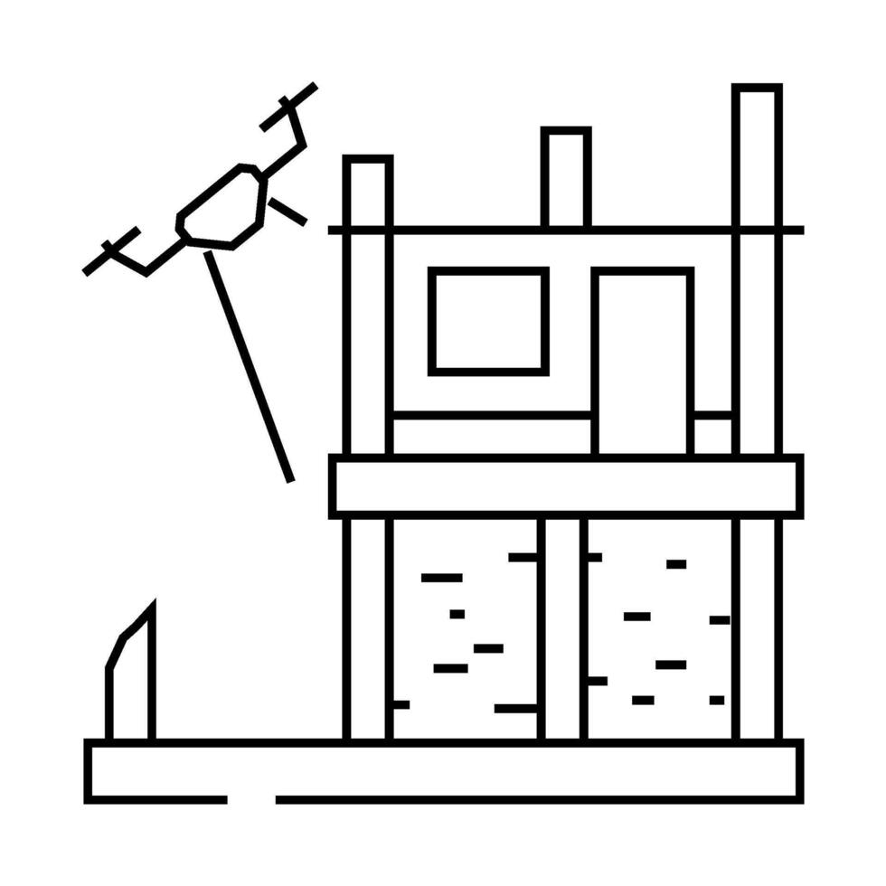 construction site drone line icon illustration vector