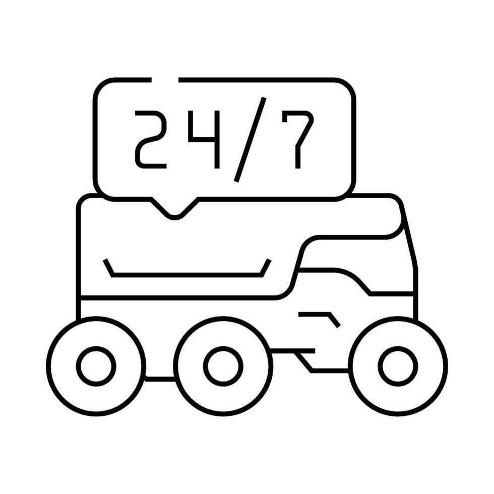 24 7 service autonomous delivery line icon illustration vector