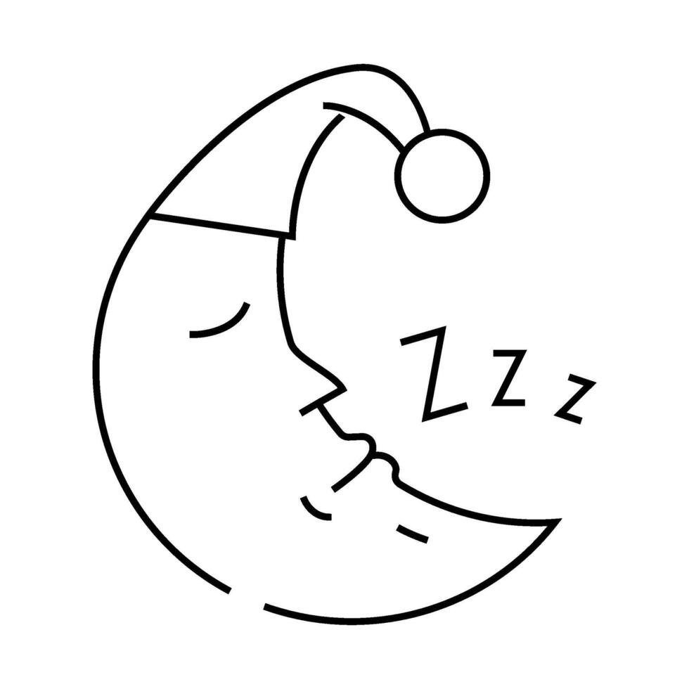 sleeping moon sleep night line icon illustration vector