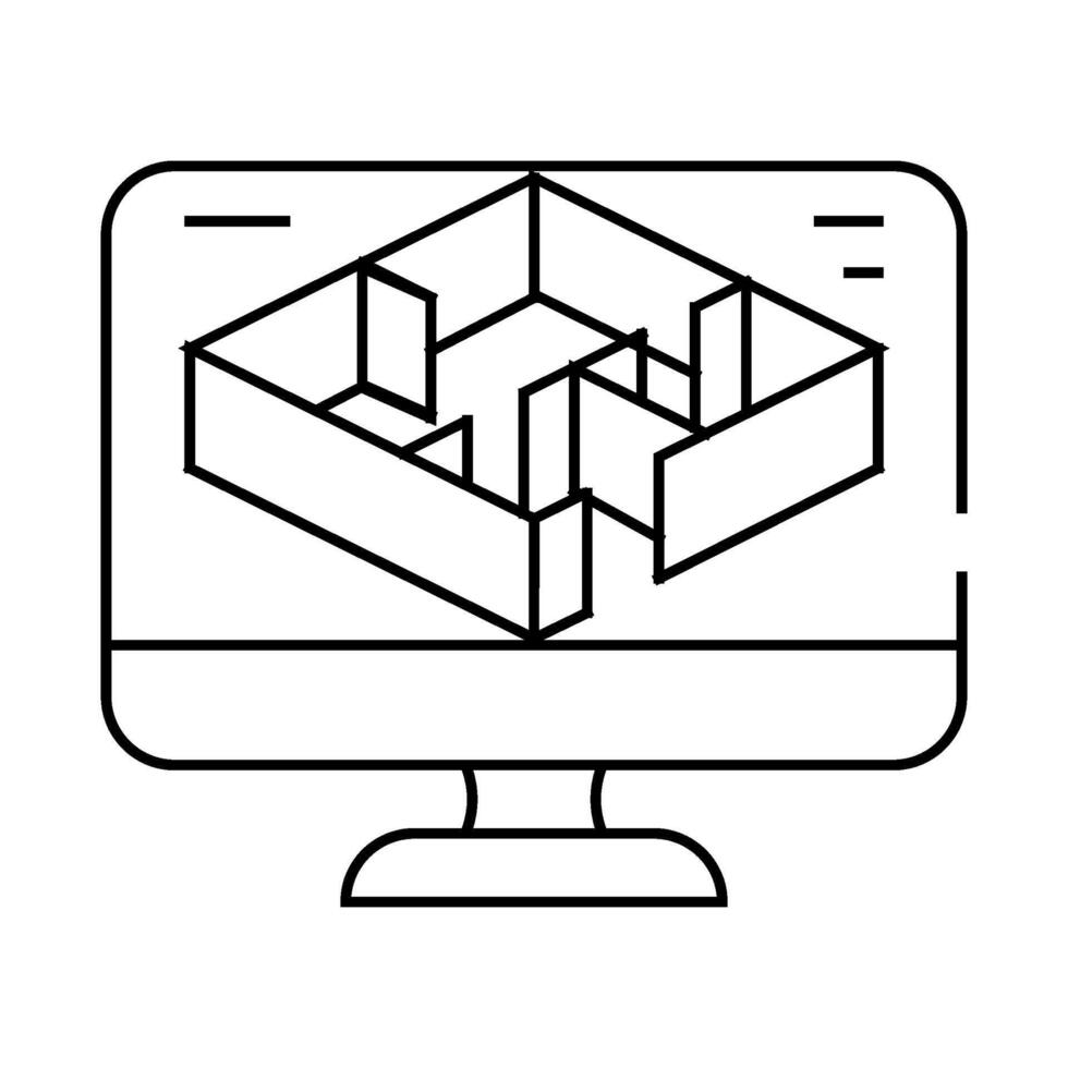 3d modeling architectural drafter line icon illustration vector