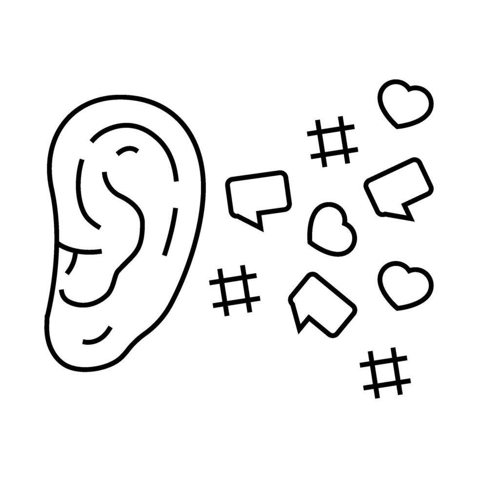social listening media line icon illustration vector