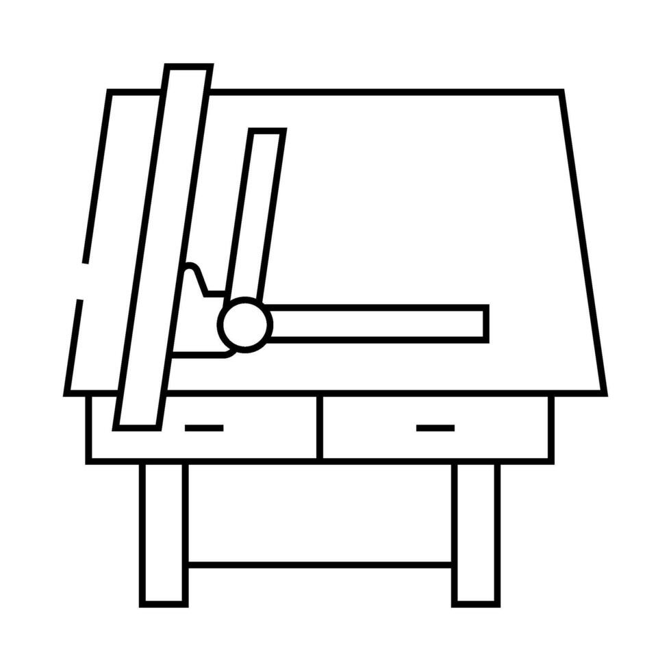 drafting table architectural drafter line icon illustration vector