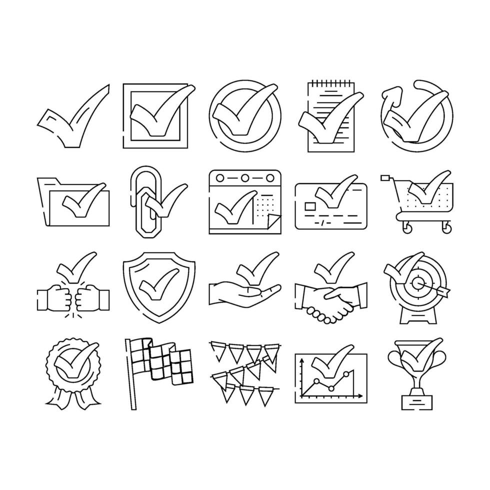 check mark yes correct icons set vector
