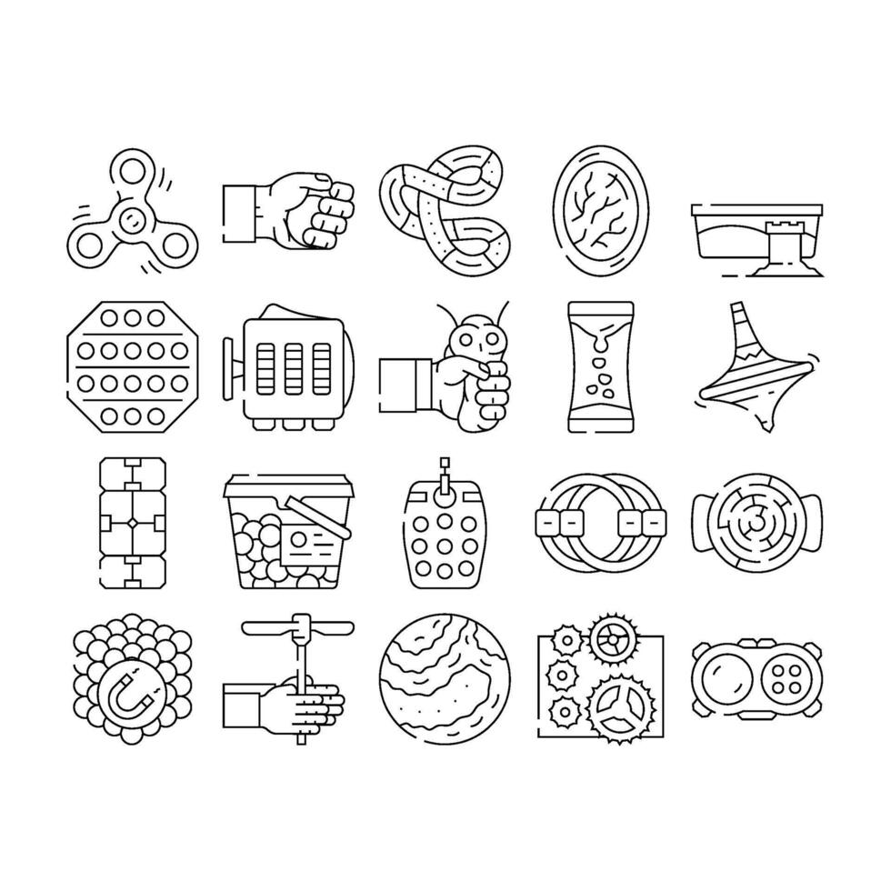 fidget toy pop fun icons set vector