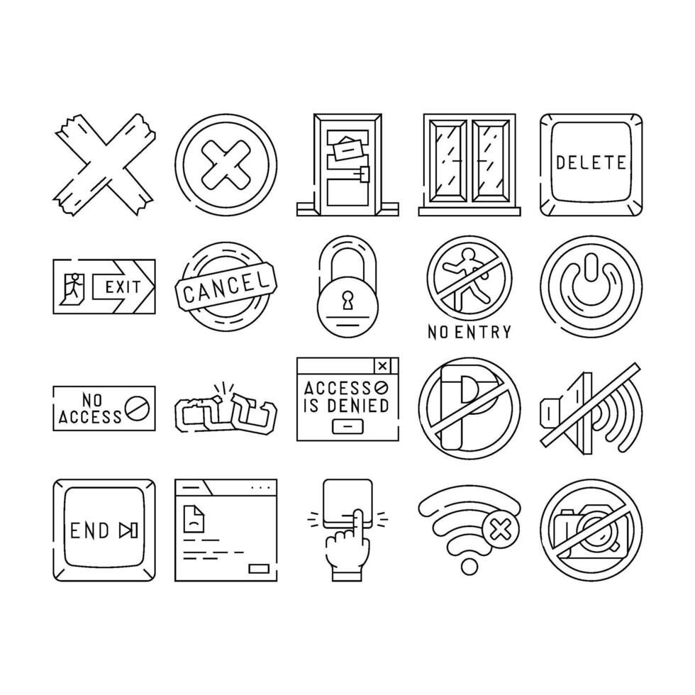 close door store board icons set vector